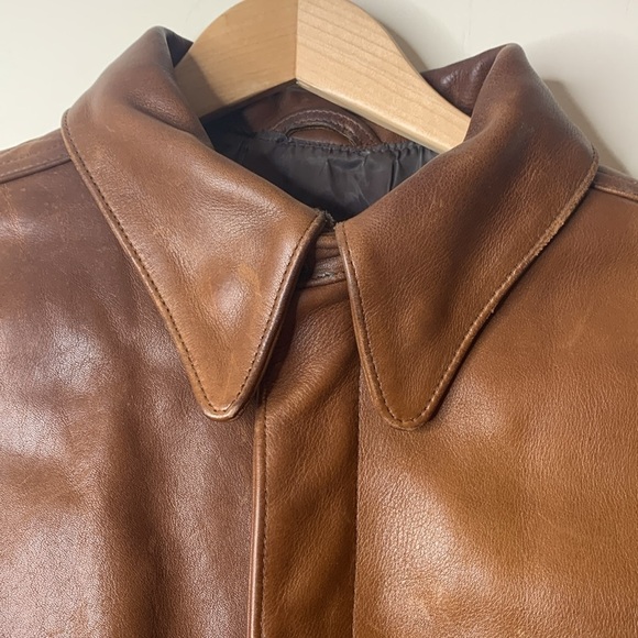 Mark Cross | 1950’s Vintage Brown Leather Brass Full Zip Flight Bomber Jacket 42 - Picture 13 of 17
